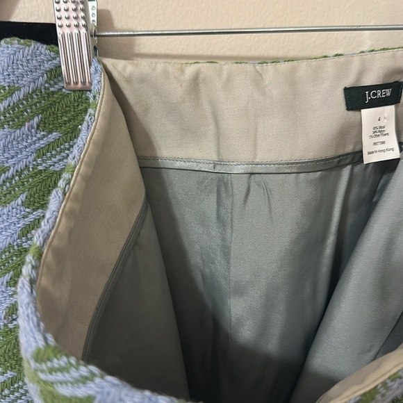 J. Crew Womens Houndstooth Mini Skirt Green & Blue Wool size 4 Preppy Academia - Picture 7 of 9